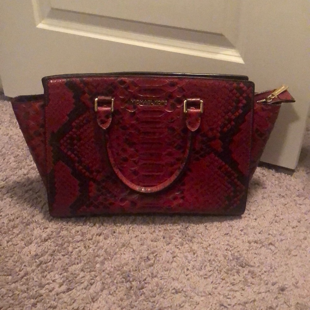 Michael Kors Collection Red Python Skin Leather